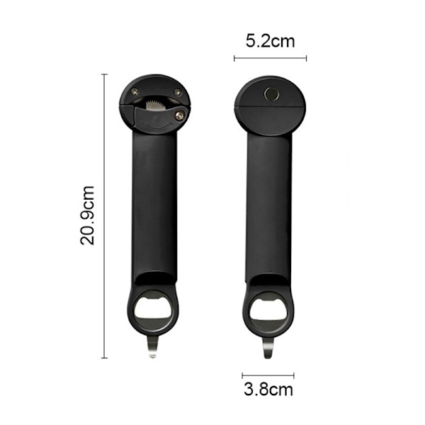 1 multifunksjonell teleskopisk flaskeåpner/boksåpner Black