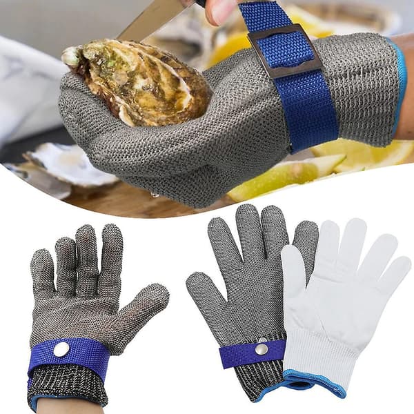 Fødevaregodkendt rustfrit stålnet handske, holdbar multifunktionel handske til køkkenmadlavning XL