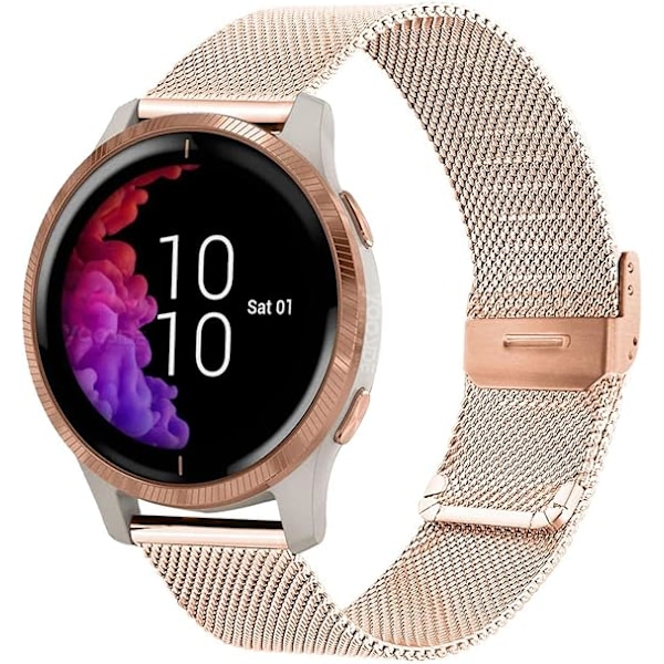 Klockarmband för Garmin Venu 2 Plus/Venu Sq/Vivoactive 5/Vivomove 3, Rostfritt Stål Metall Mesh 20mm Snabbfäste Armband