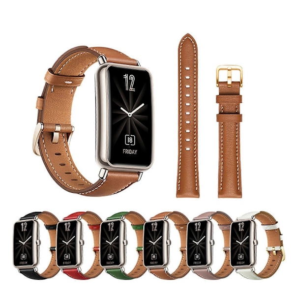 Kompatibel med Huawei Fit Mini Klocka Justerbart Läder Mjukt Armband Armbandsur - xindaren Pink
