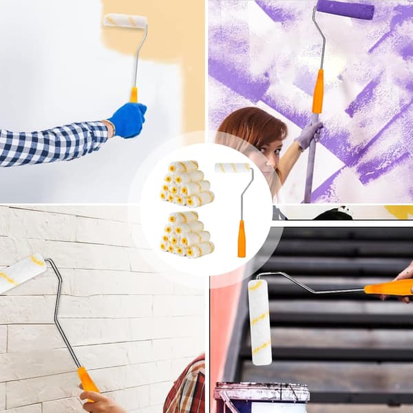 20-piece Paint Roller Set Mini Paint Rollers with Rubber Handle 10 cm Paint Roller Set Suitable for Architectural Wall Decoration Painting Supplies