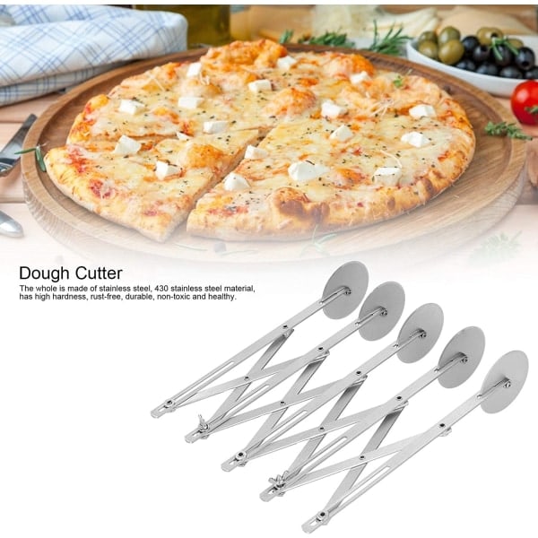 Pastakutter, Fällbart Pizzakutter i Rostfritt Stål med Flera Hjul, Multi-Runda Degdelare för Köksbakverktyg (5 Hjul)