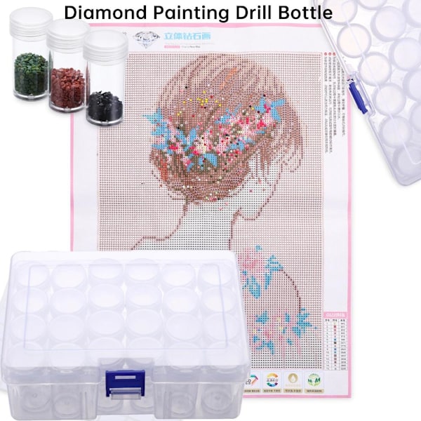Diamantmaleri Boreflasker Perler Oppbevaringsbeholder 24 stk 24pcs Bottles with box&1 Lable