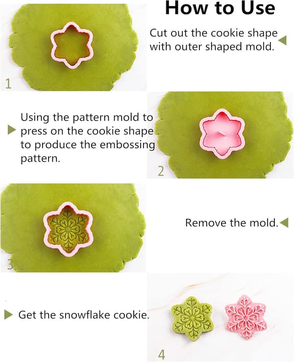 3D Snøfnugg Kakestempelsett - Snøfnugg i matkvalitetsplast