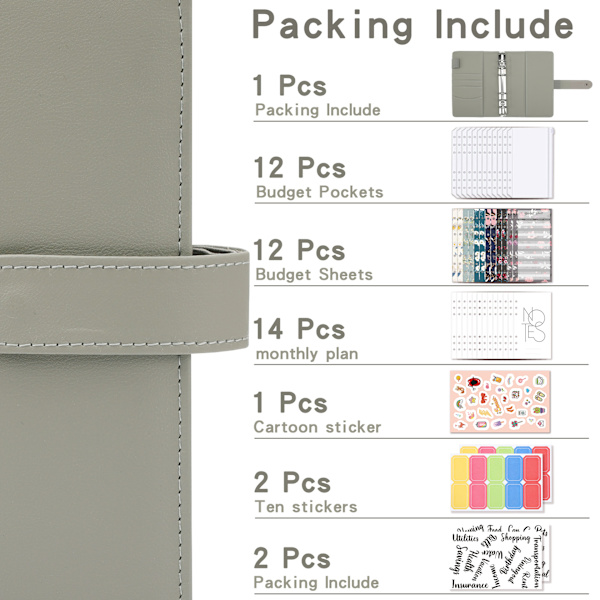 A6 binder containing a budget sheet and a budget plan sheet (grey). Grey 372