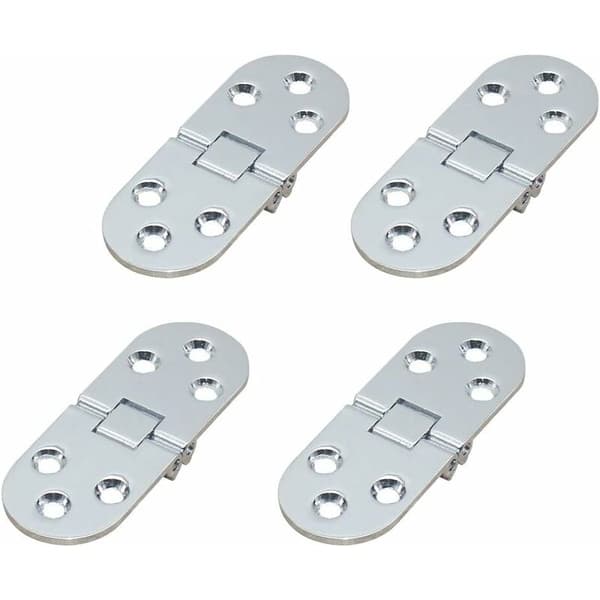 Zinc Alloy Folding Table Hinges, Rounded Corners, 4-Pack Concealed Hinges, Suitable for Furniture (Silver).