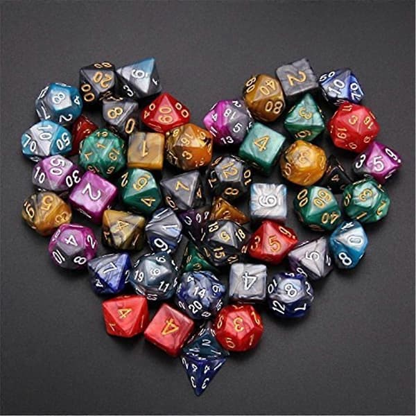 49 tofarvede, mangefacetterede terninger, til Dungeons & Dragons bordspil 240946 Multicolor