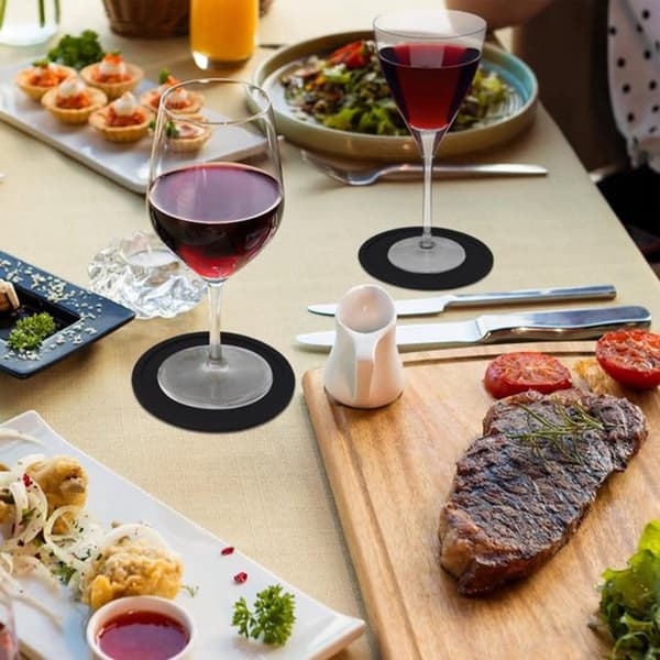 Silicone Coasters with Stand, 12-pack, Round, Non-slip, Heat-resistant, Black, Gift Set.
