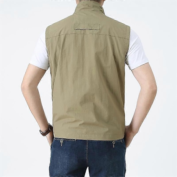 Herr Frilufts Sommar Arbetsväst Vår Multi-fickor Taktiska Västar Stor Storlek M-6XL Man Vandring Fiske Ärmlösa Jackor-xindaren camel 5XL camel
