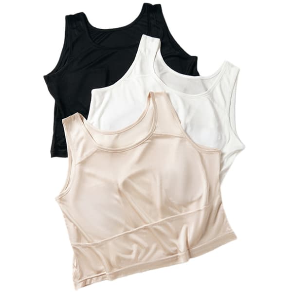 Elegant silkebluse til kvinder - Rund halsudskæring, ærmeløst design, sort Svart M