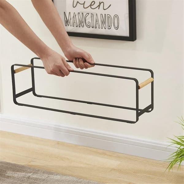Double Layer Shoe Rack, Small Stackable Wooden Shoe Shelf, Suitable for Closets, Dimensions: 52.8 x 14 x 16.3 cm