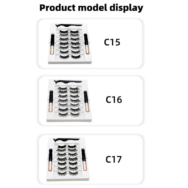 Magneettiset Ripset ja Eyeliner-setti 7 Paria Tekoripsiä Nestemäinen Eyeliner C17