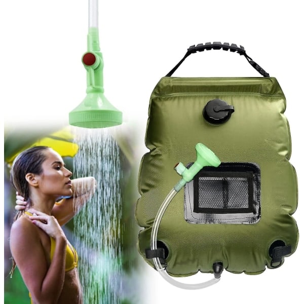 Camping Solarduschpåse, 20L Bärbar Solarduschpåse Resecamping Dusch Varmvattendusch Med Duschhuvud Och På/Av-Knapp För Utomhus/Trädgård/h