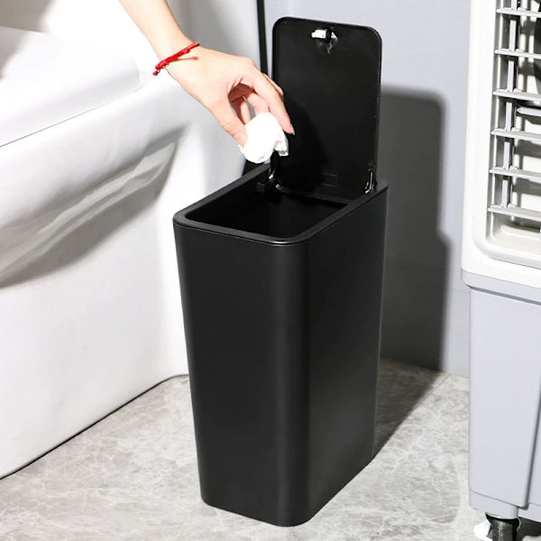 10L Trash Can/Waste Bin/Recycling Container with Sliding Lid (White)