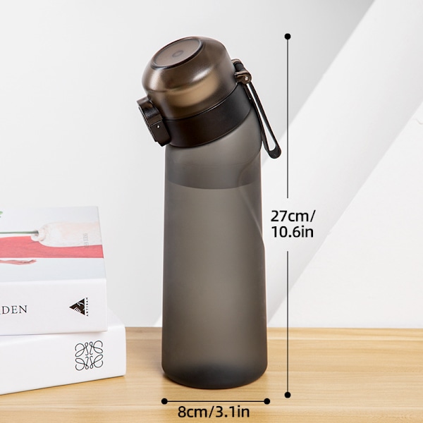 (Specielle Kampagner!) Smagssat Vandflaske med 7 Smagskapsler Air Water Up Flaske Frostet Sort 650ml Air Starter Up Sæt Vandkop til Camping Sport Matte black