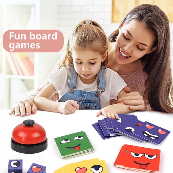 Emoji Puzzle Building Blocks, Face Changing Building Block Matching Game, Logic Training Toy With Bell