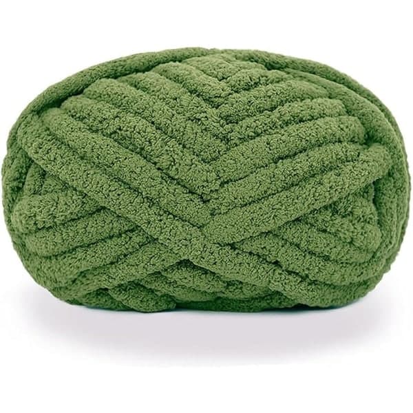 Tykt chenillegarn til håndstrikkede tæpper, ultrablødt garn til plus-size tæpper. Olive Green