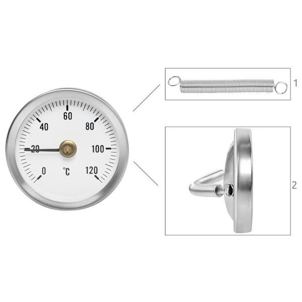 Kontakttermometer 0-120°C - Sølv Silver 2-Pack