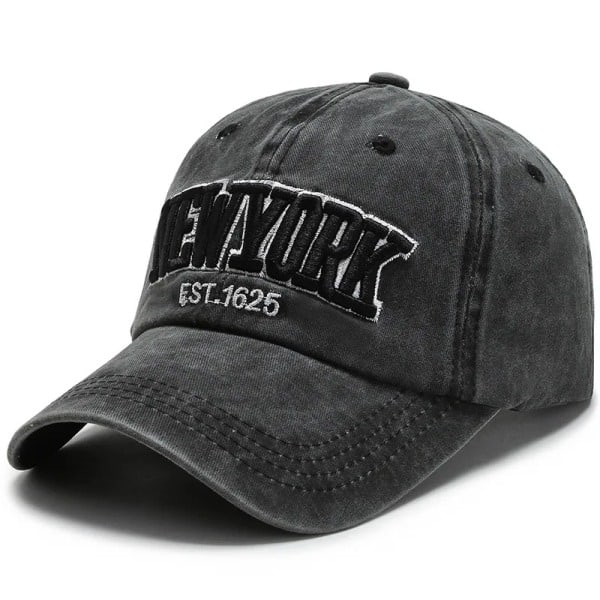 Cap i tvättad bomull för män och kvinnor - Våren/Sommaren NEW YORK Retro Brevbroderi Snapback-kepsar Soft Top Trucker Dad Hats Brun Justerbar