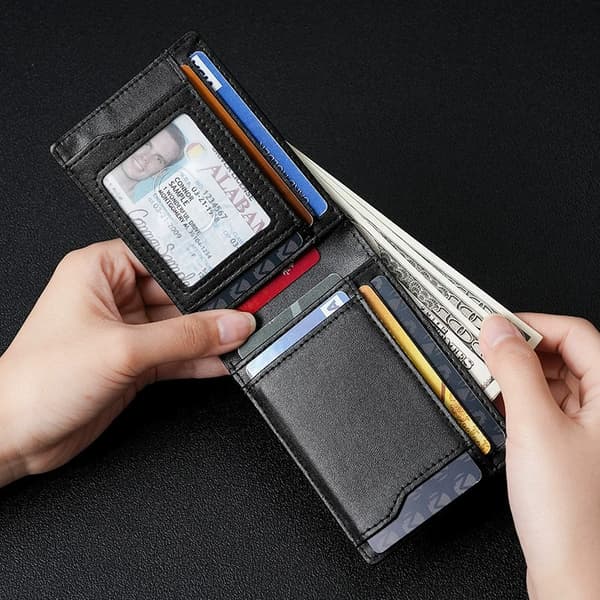 Läderplånbok för män med RFID anti-magnetiskt kortfodral (1 st)