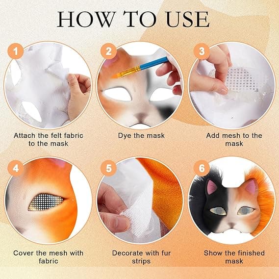 DIY Orc Mask Set, Blank Cat Mask, Includes Felt Fabric and Faux Fur Mesh, Suitable for Orc Equipment.