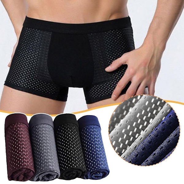 4 kpl Bambu Boxerit Miehille Mikrokuitu Boxer Briefsit Alusvaatteet Kompressio Stretch-Xin 2XL