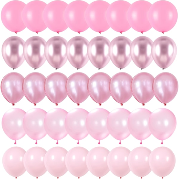 Rosa Ballonsæt, 60 stk. 12 tommer Metallisk Krom Rosa Perlerosa Makronrosa Lysrosa Forskellige Nuancer Balloner