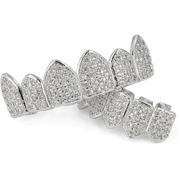18K guldpläterade Macro Pave CZ Iced-Out Grillz med extra gjutstänger inkluderade