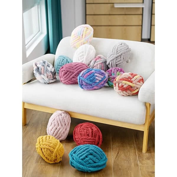 Tykt strikket chenillegarn for håndheklet tepper, ekstra mykt teppegarn i plus-size - Mixed Rose
