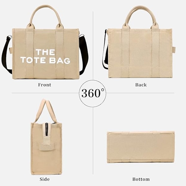 Dametasker i Canvas, Casual Canvas Messenger Bag Schultertasche Kaki