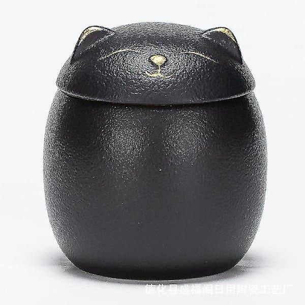 Katteurne, kæledyrsurne, urne, kæledyrsminde, 7,6 cm x 8,1 cm sort katteurne Black