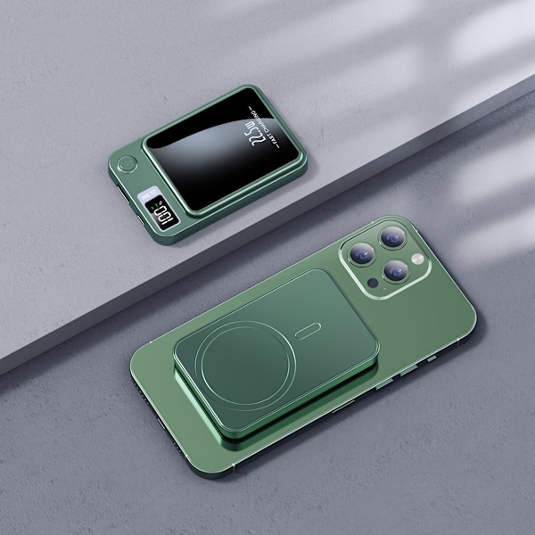 Magnetisk Bärbar Laddare 20000 mAh Snabbladdning 22.5W Bärbar MagSafe Powerbank Lila 20 000 MA green