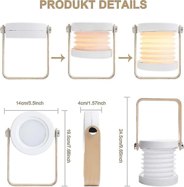 LED Bedside Lamp, Retro Touch Dimmable Night Light, 3 Lighting Modes, Foldable and Portable Bedside Lamp/Camping Lamp.