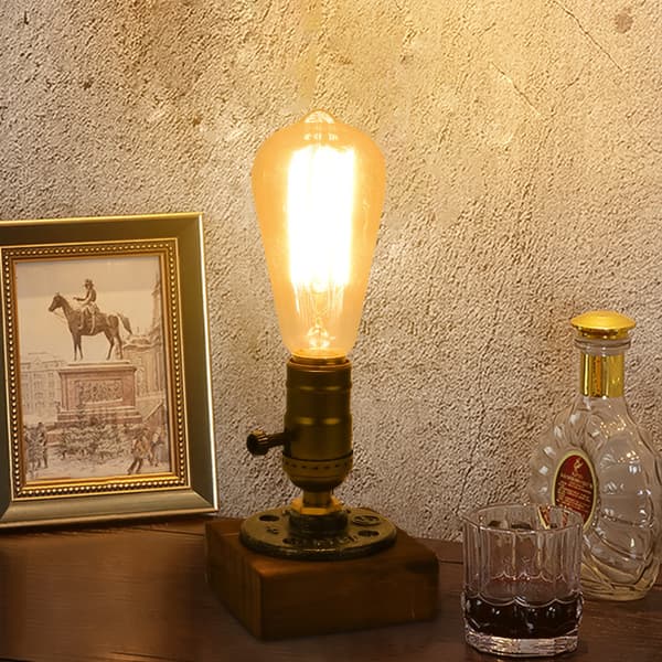 Bordlampefod i retro industriel stil, velegnet til E26 Edison-pærer, steampunk-stil.