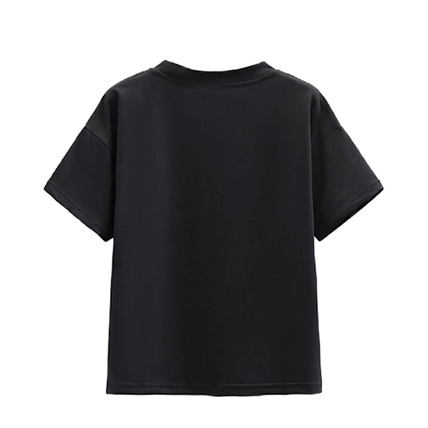 Barn Kuromi Kjole Pige T-shirt Plisseret Skørt Outfit Sommer Casual Skolebeklædning Sort 120cm