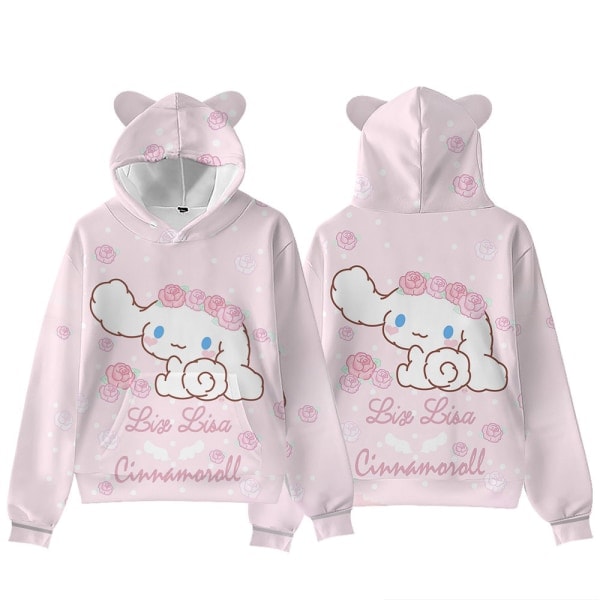 Kvinnor Flickor Cinnamoroll Hoodie Sweatshirt Hooded Pullover Toppar Jumper Hoody Coat C L