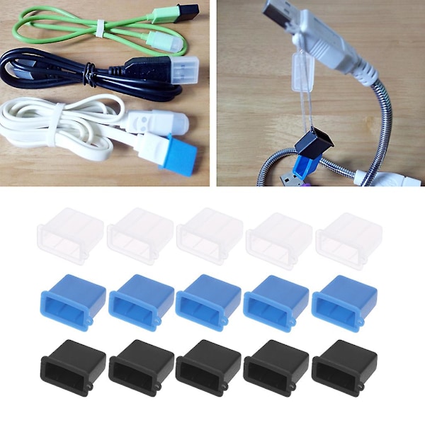 5 kpl/setti USB-pölysuojia, pölytiivis liitin, tyyppi A, uros, suojus, suoja Black