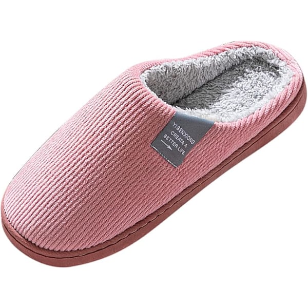 Tøfler for kvinner til hjemmebruk, Tøfler for kvinner til vinteren, Komfortable tøfler, Varme patch-forede sko, Tøfler for kvinner til vinteren rosa Pink 40-41