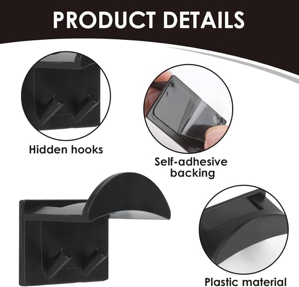 Self-adhesive hat rack, wall-mountable, storage rack for 10 baseball caps, no drilling required, suitable for doors, wardrobes, bedrooms (black).