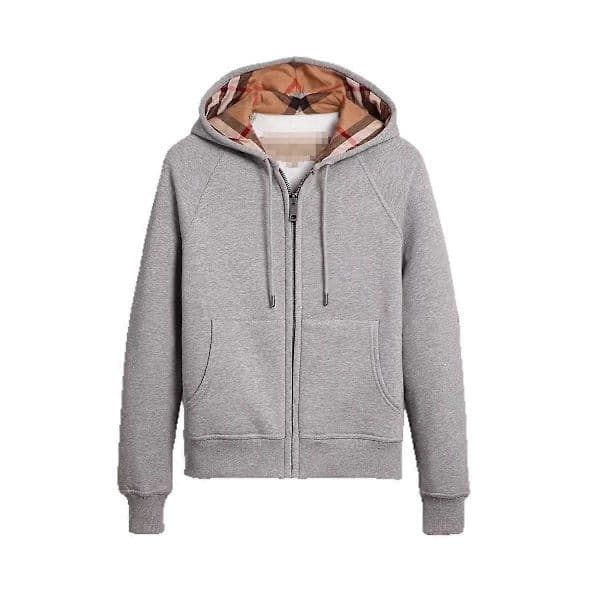 Højkvalitets original minimalistisk britisk hættetrøje til mænd og kvinder, pullover, damefrakke, fuld lynlåskappe, sølvgrå S