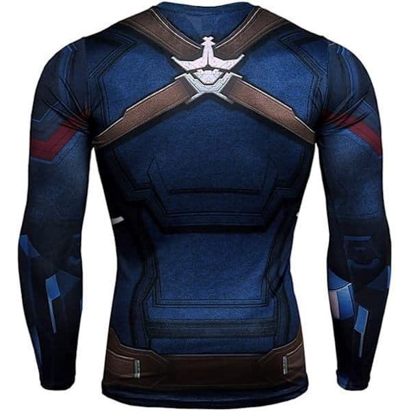 Tight 3D superhero t-shirt with quick-drying and elastic fit, long-sleeved, Captain 1 Medium, Captain 2, M Captain 2 M