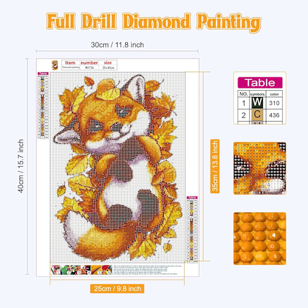 5D Diamant Maleri 30x40cm Dyr Ræv 22