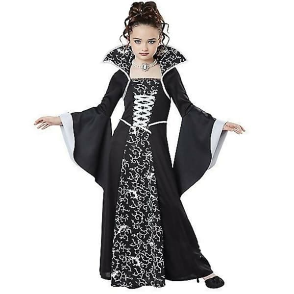 Barnflicka vampyrkostym Halloween häxkostym vit 130 cm white 130cm