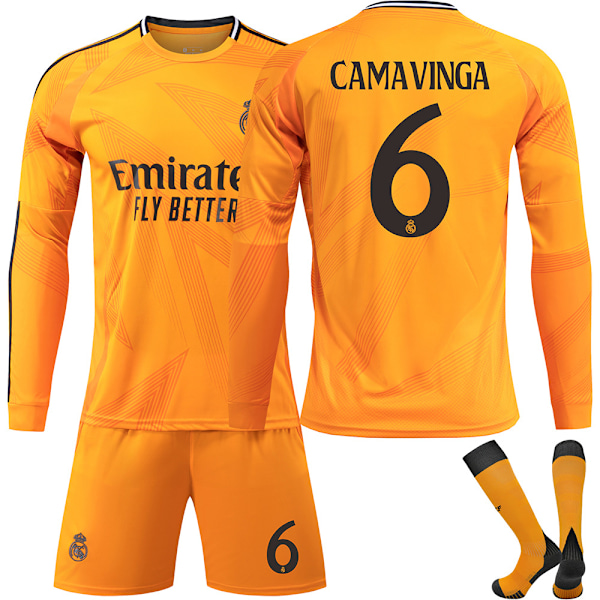 Real Madrid Borta Långärmad Tröja för Barn, Storlek 24-25 Nr 6 Camavinga No.6 Camavinga 28