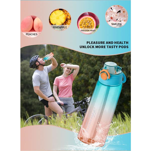 900 ml luftfrisker vandflaskesæt, inkluderer duftkapsler, velegnet til camping, sort + 5 tilfældigt inkluderede duftringe. Black + Random 5 Rings
