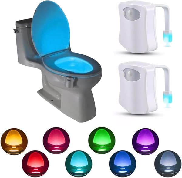 Smart LED-sensor badeværelsestoilet natlys, sædelys, 8 farver, toiletlys (2 stk.)