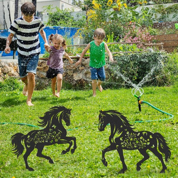 Blomstrete Hestehagepynt i Metall - 2-Delt Hul Hesteplenpynt Horse