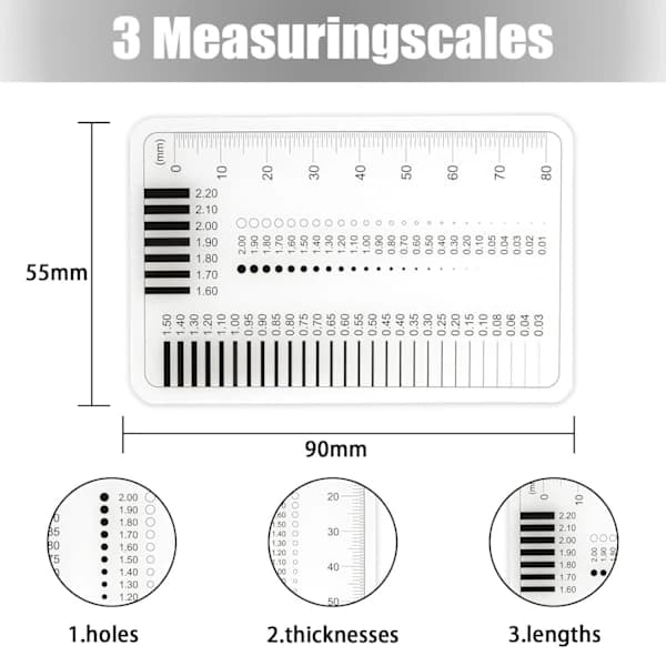 2-piece crack measuring ruler, transparent ruler, for measuring and recording damage and cracks on flat masonry surfaces.