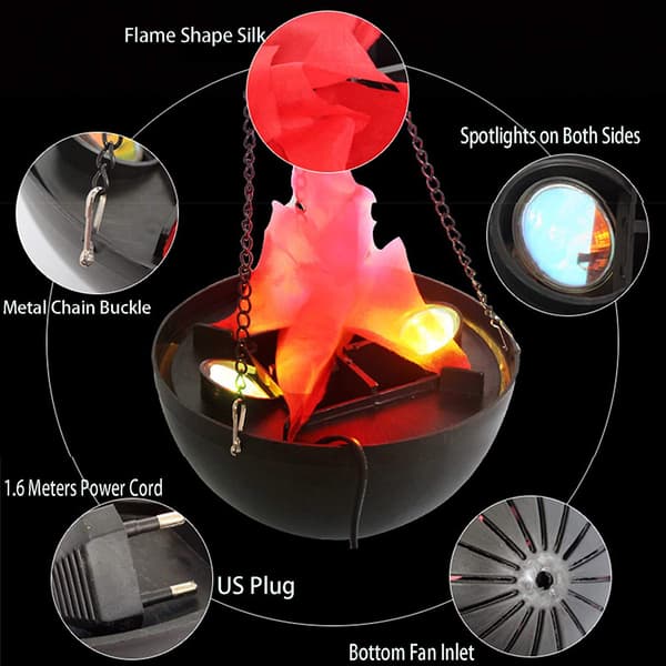 LED simulert flammelys, elektrisk bål, kunstig blinkende effekt.