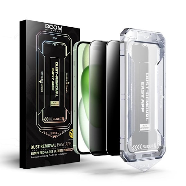 Compatible with iPhone 16 Privacy Tempered Glass Screen Protector (2-Pack) Svart black